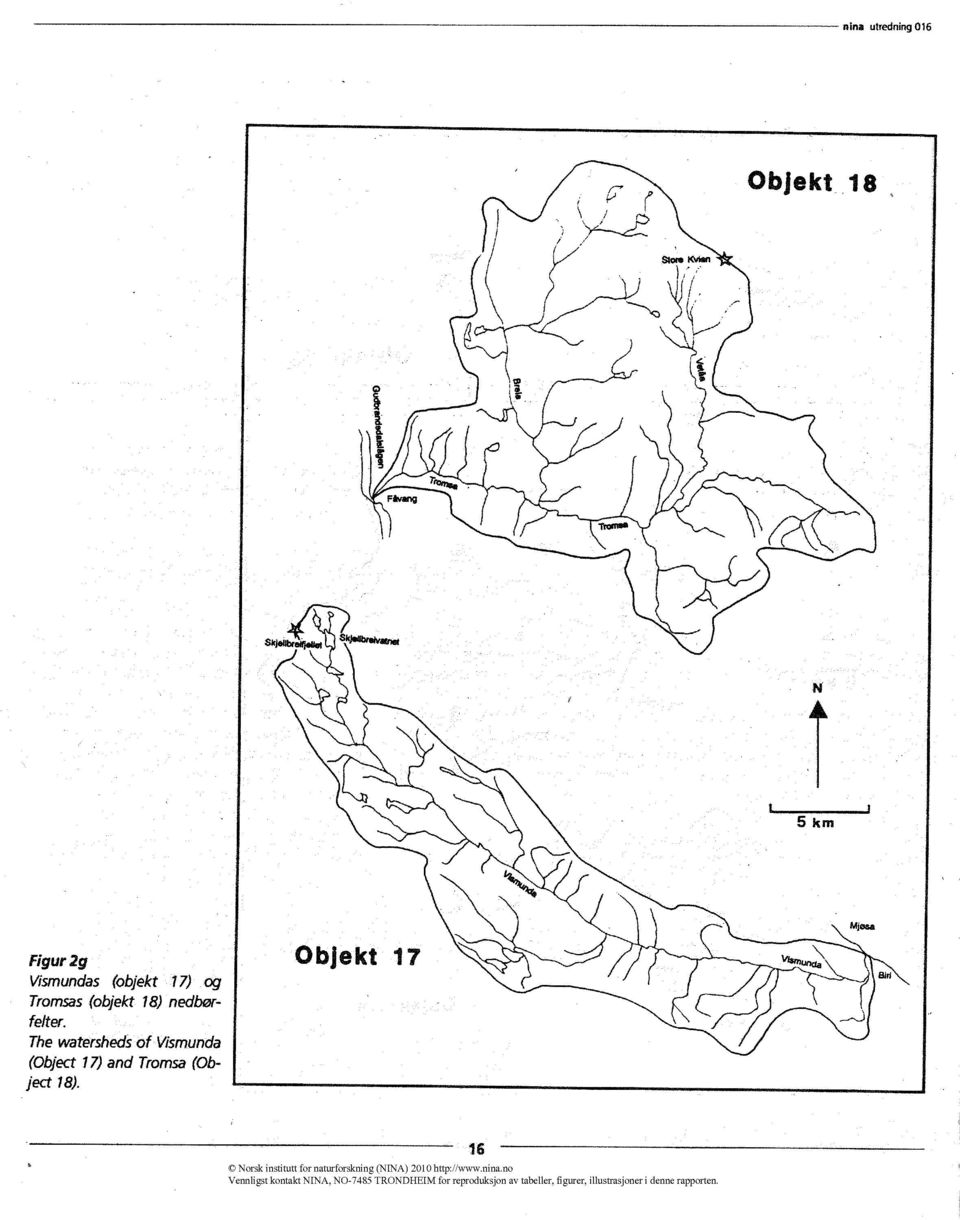 The watersheds of Vismunda (Object 17) and Tromsa (0bject 18).