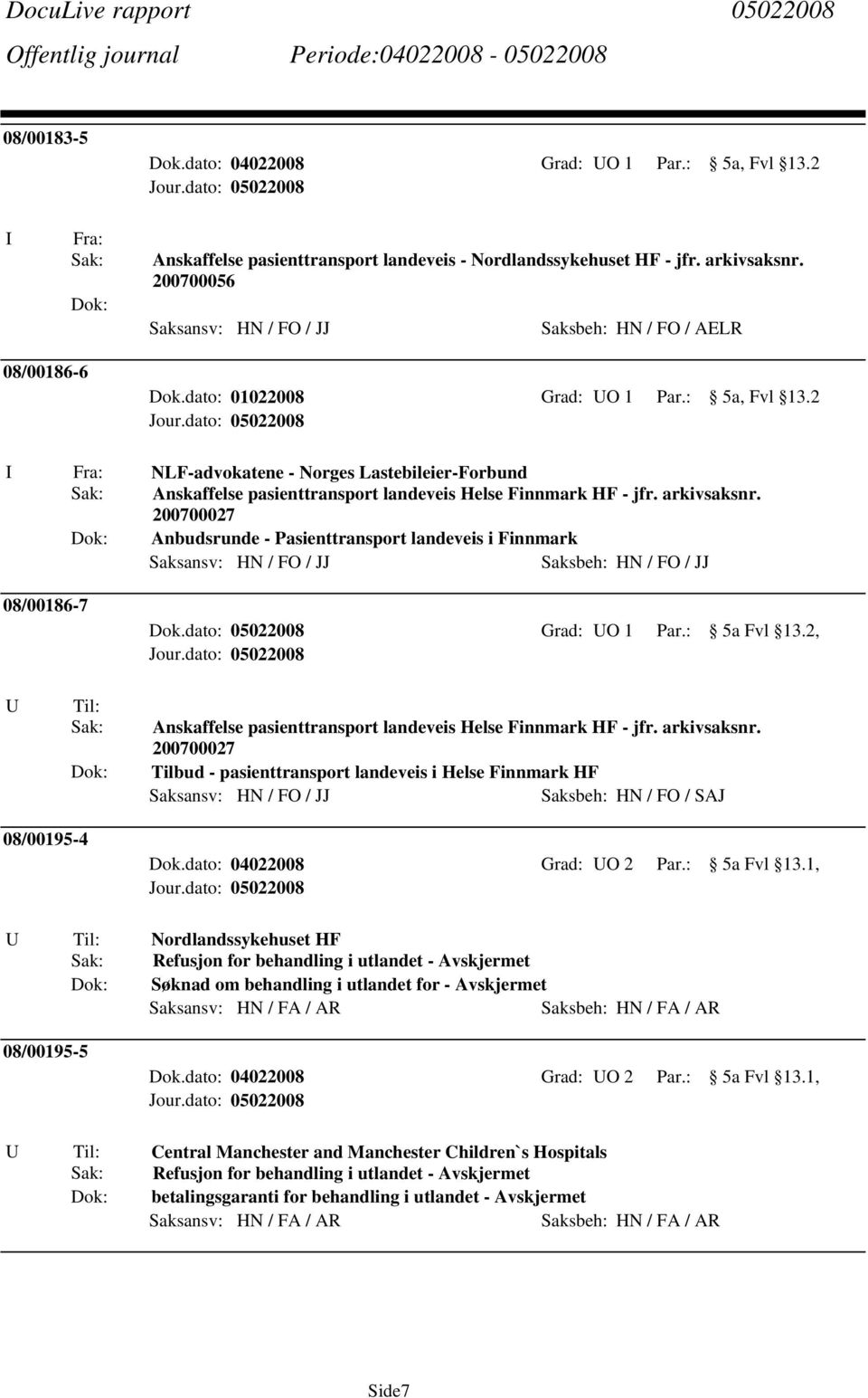 2 NLF-advokatene - Norges Lastebileier-Forbund Sak: Anskaffelse pasienttransport landeveis Helse Finnmark HF - jfr. arkivsaksnr.