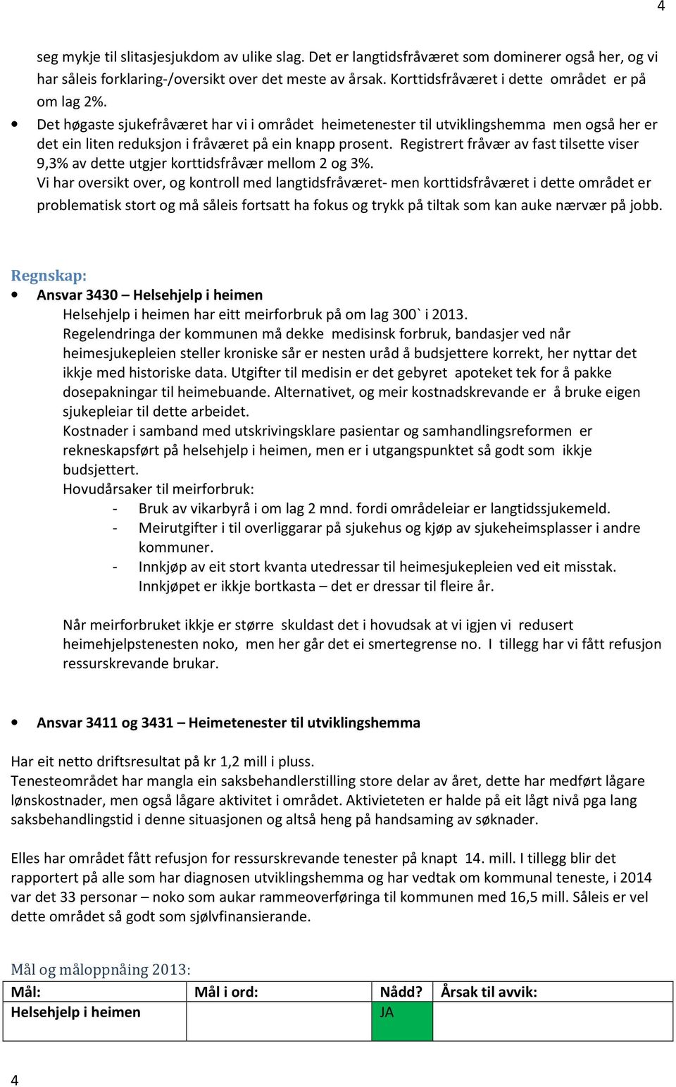 Registrert fråvær av fast tilsette viser 9,3% av dette utgjer korttidsfråvær mellom 2 og 3%.