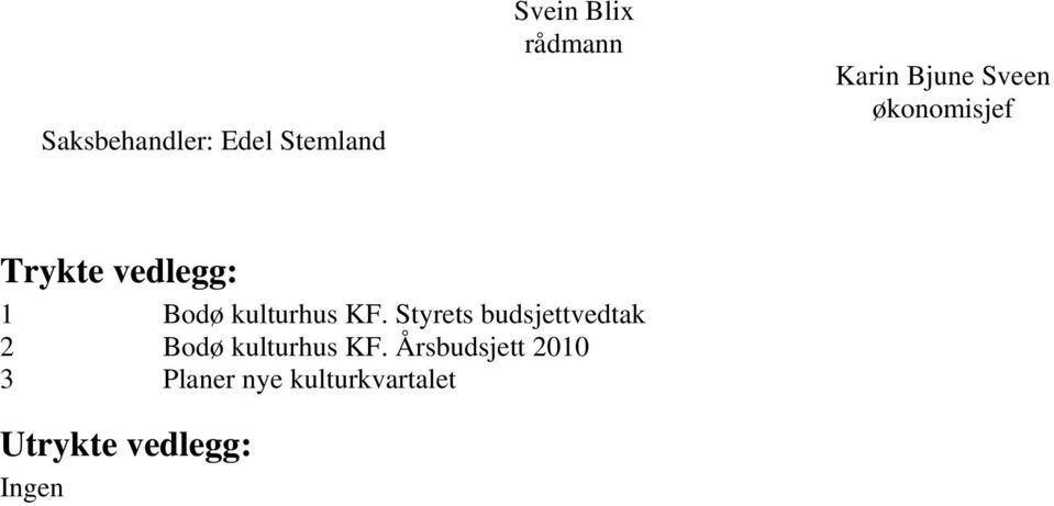KF. Styrets budsjettvedtak 2 Bodø kulturhus KF.