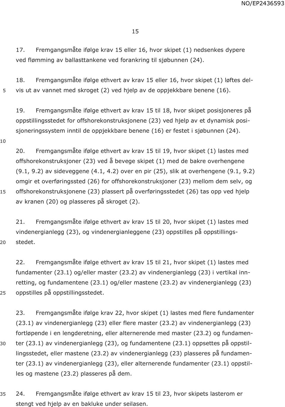 Fremgangsmåte ifølge ethvert av krav 15 til 18, hvor skipet posisjoneres på oppstillingsstedet for offshorekonstruksjonene (23) ved hjelp av et dynamisk posisjoneringssystem inntil de oppjekkbare