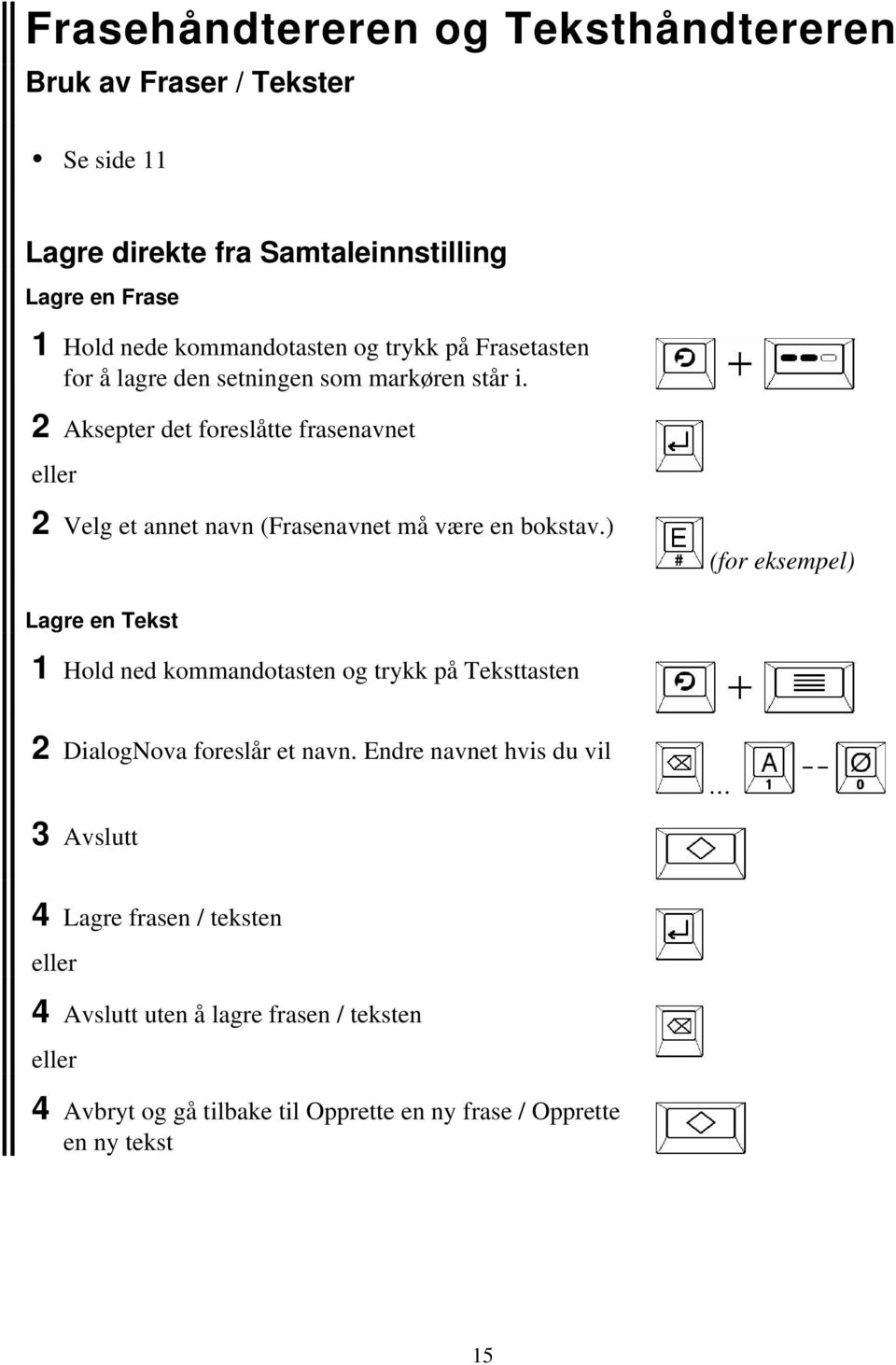 2 Aksepter det foreslåtte frasenavnet 2 Velg et annet navn (Frasenavnet må være en bokstav.