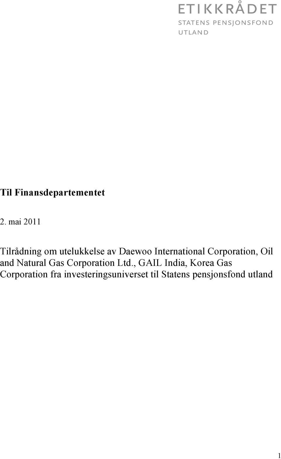 International Corporation, Oil and Natural Gas