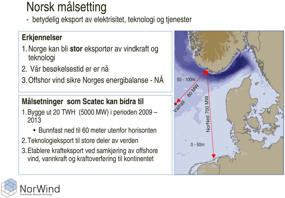 Offshor vind sikre Norges energibalanse - NÅ Målsetninger som Scatec kan bidra til 1.