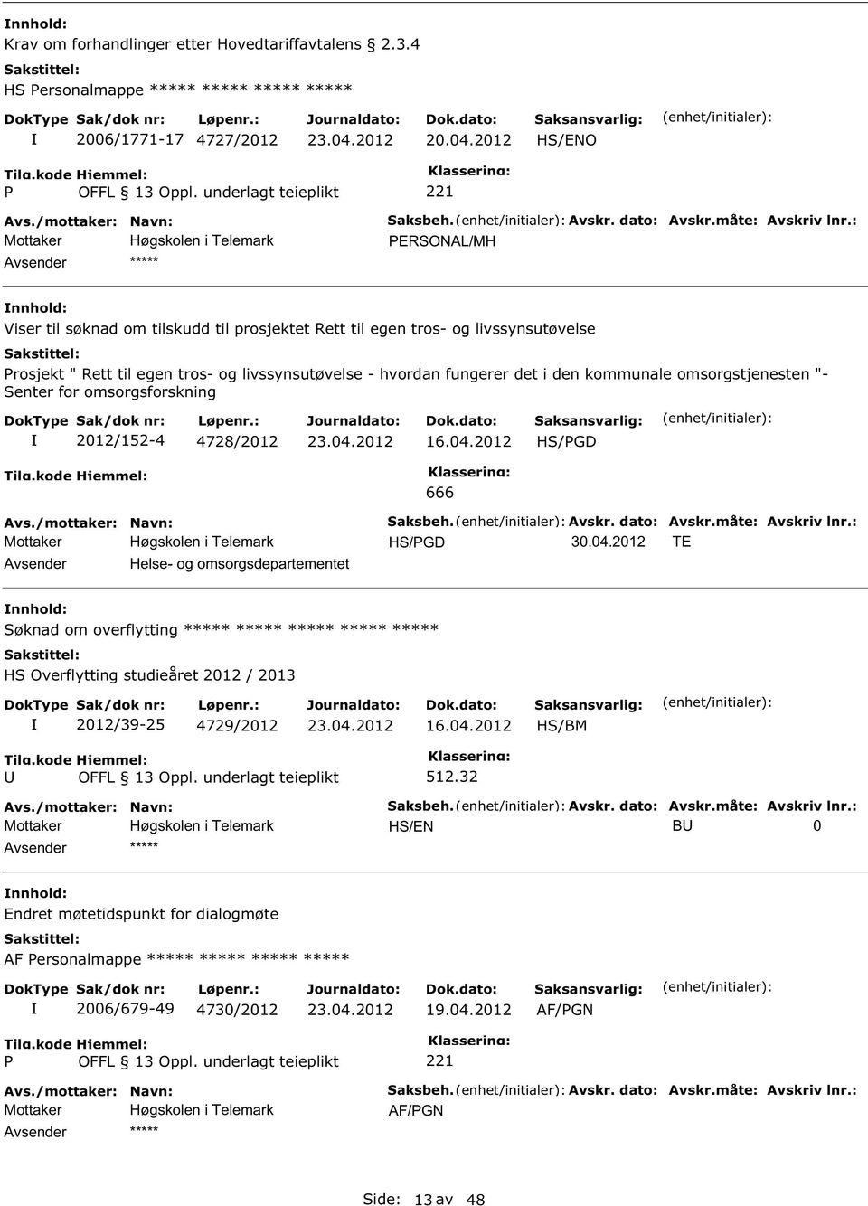 omsorgstjenesten "- enter for omsorgsforskning 2012/1-4 4728/2012 16.04.