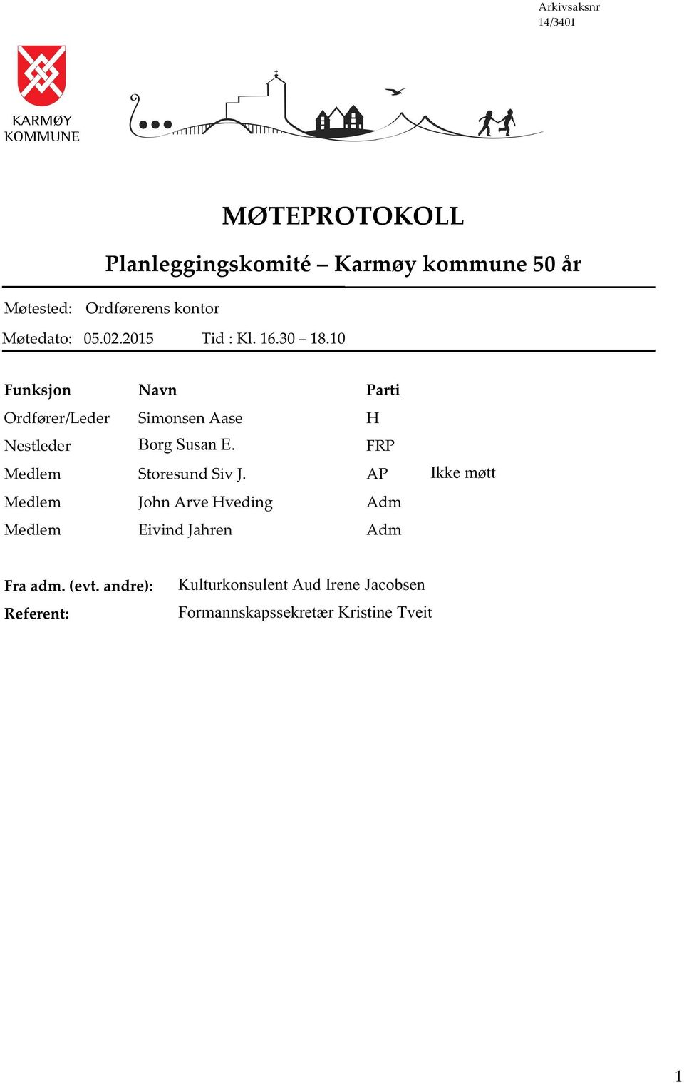 10 Funksjon Navn Parti Ordfører/Leder Simonsen Aase H Nestleder Borg Susan E. FRP Medlem Storesund Siv J.