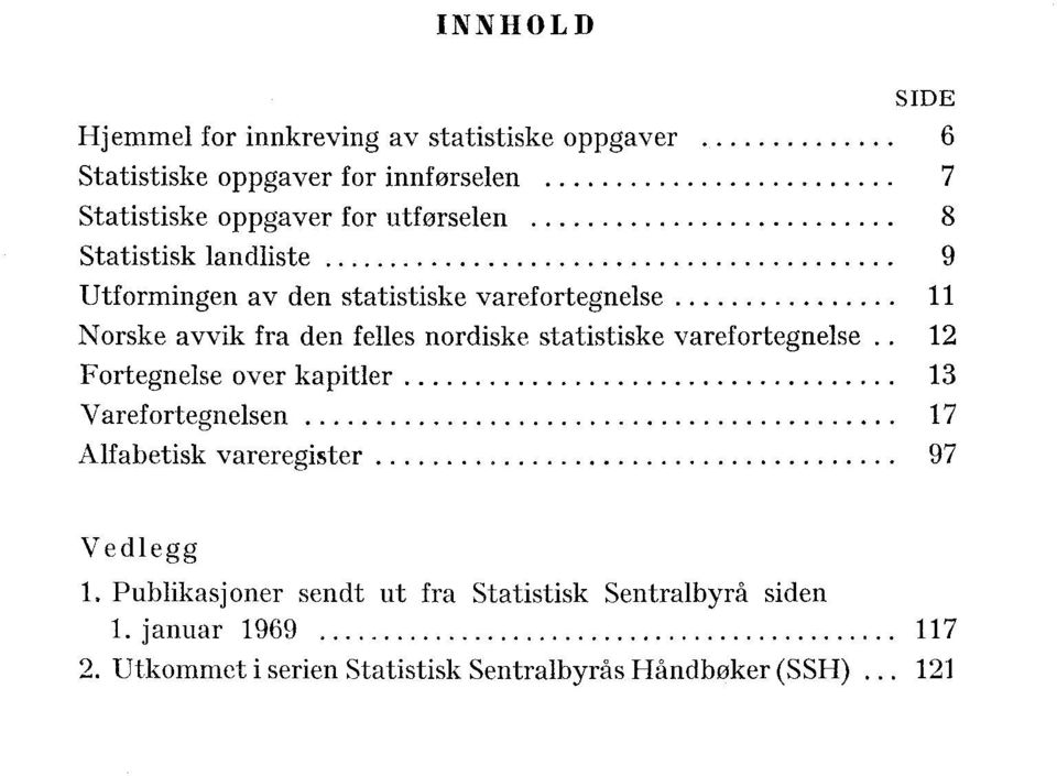 statistiske varefortegnelse 12 Fortegnelse over kapitler 13 Varefortegnelsen 17 Alfabetisk vareregister 97 Vedlegg 1.