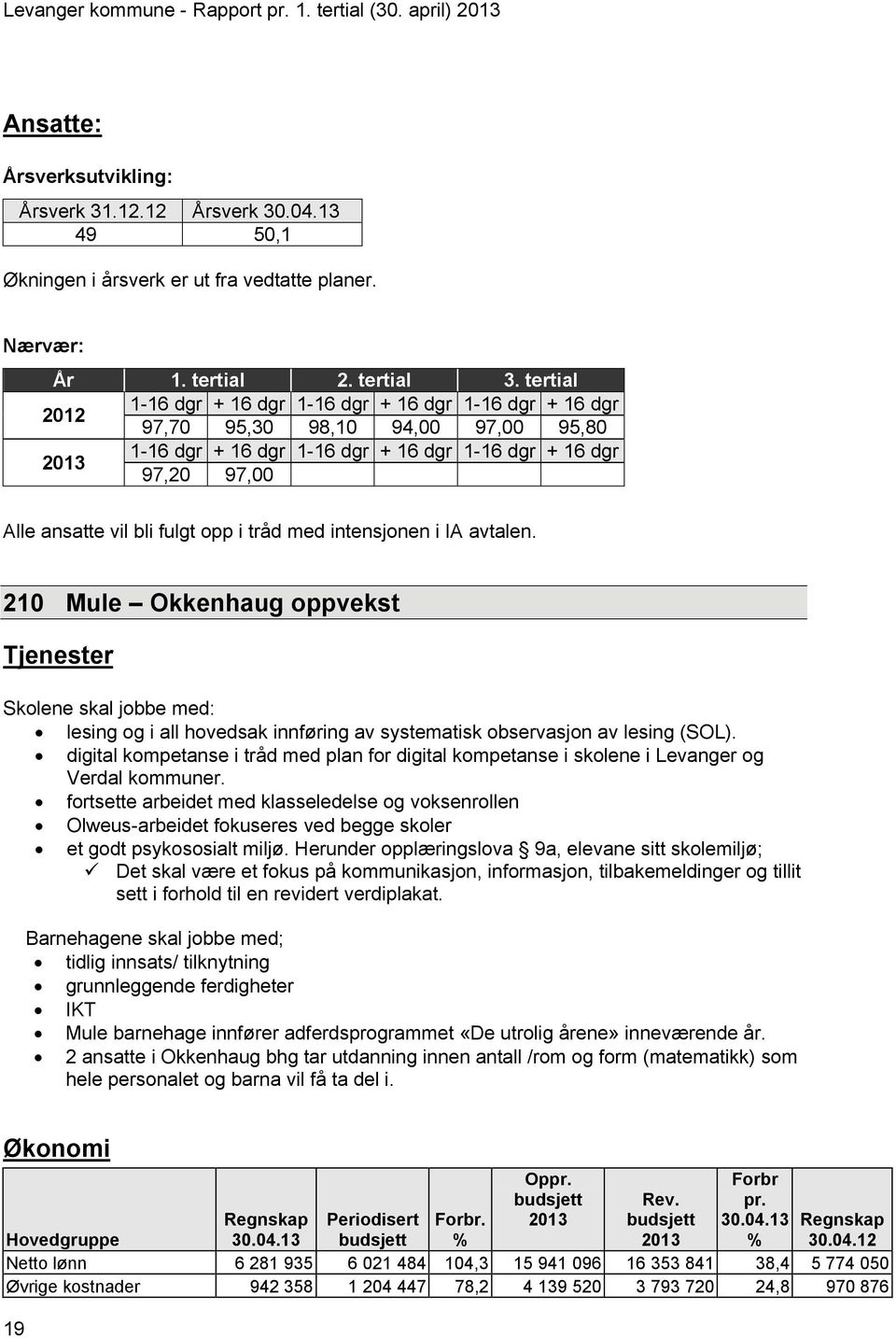 210 Mule Okkenhaug oppvekst Tjenester Skolene skal jobbe med: lesing og i all hovedsak innføring av systematisk observasjon av lesing (SOL).