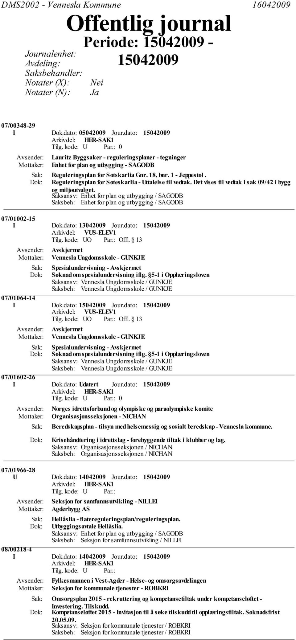 Reguleringsplan for Soteskarlia - Uttalelse til vedtak. Det vises til vedtak i sak 09/42 i bygg og miljøutvalget.