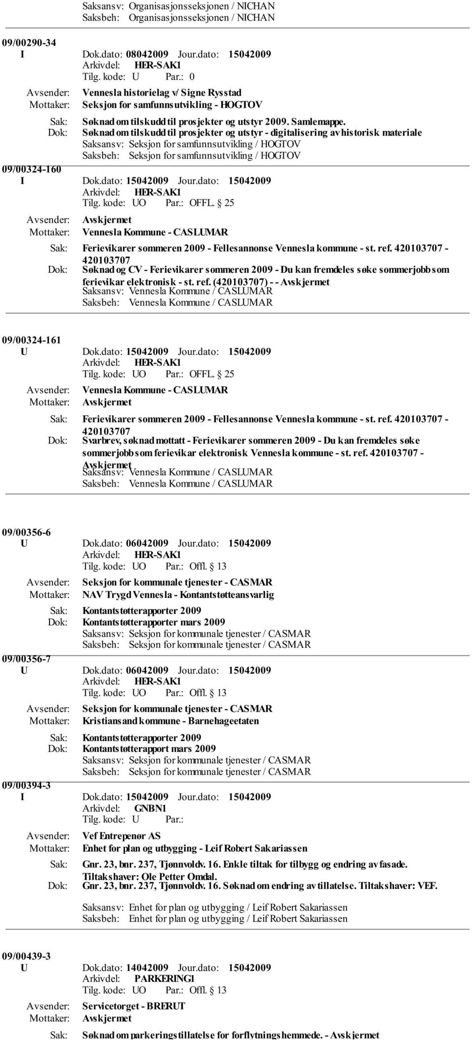 Søknad om tilskudd til prosjekter og utstyr - digitalisering av historisk materiale Saksansv: Seksjon for samfunnsutvikling / HOGTOV Saksbeh: Seksjon for samfunnsutvikling / HOGTOV 09/00324-160 I Dok.