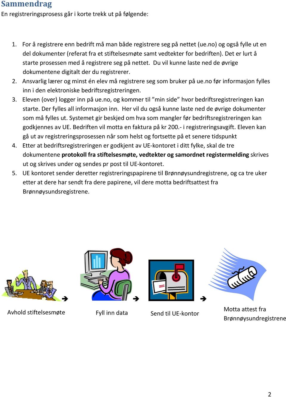 Du vil kunne laste ned de øvrige dokumentene digitalt der du registrerer. 2. Ansvarlig lærer og minst én elev må registrere seg som bruker på ue.