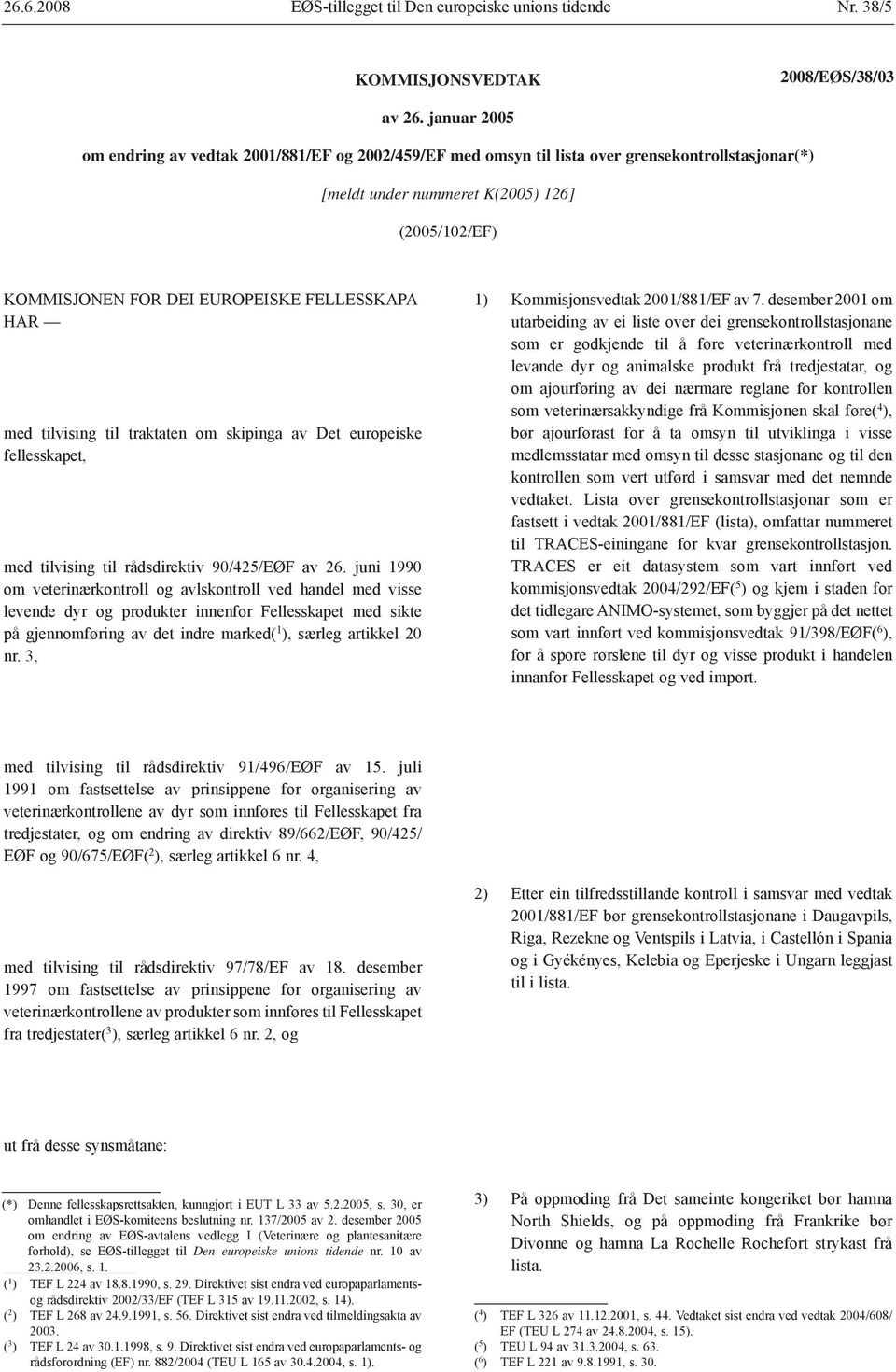 FELLESSKAPA HAR med tilvising til traktaten om skipinga av Det europeiske fellesskapet, med tilvising til rådsdirektiv 90/425/EØF av 26.