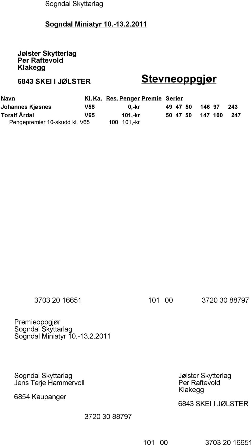 147 100 247 Pengepremier 10-skudd kl.