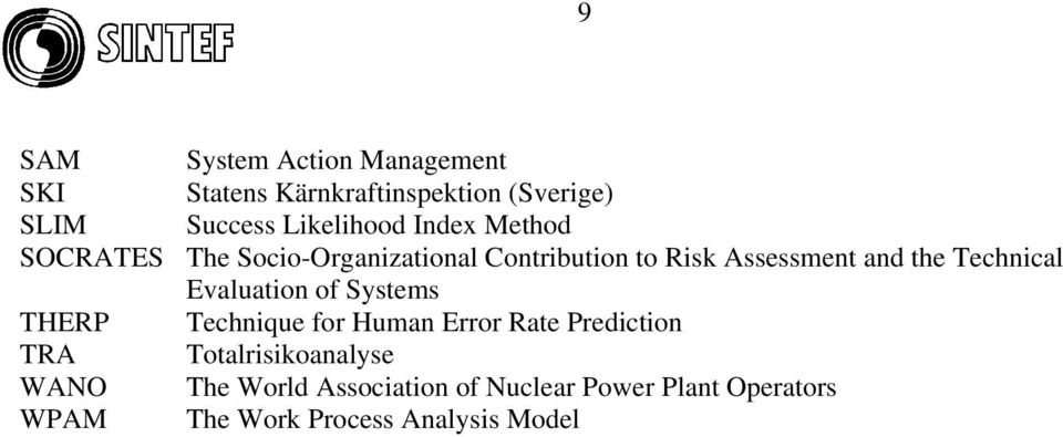 Contribution to Risk Assessment and the Technical Evaluation of Systems Technique for Human