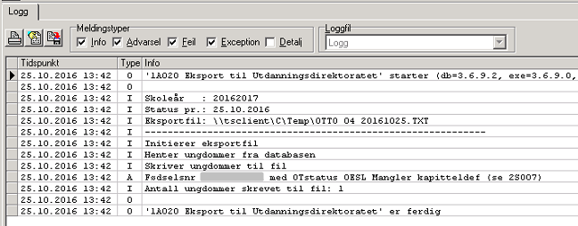 Rapportering til Utdanningsdirektoratet Rapporten som benyttes for å levere data til Udir heter 1A020 og finnes i mappen Eksporter/Andre rapporter. Rapporten kjøres med utvalg.