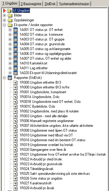 Rapporter og statistikker OTTO har flere forhåndsdefinerte rapporter og statistikker. Statistikkene finnes under 1 Ungdom Eksporter / Andre rapporter <en aktuell statistikk>.