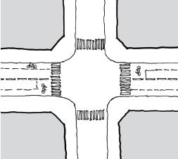 28 Figur B.18: Eksempel på kryss mellom 2-felts gate og 4-felts gate med kollektivfelt Figur B.