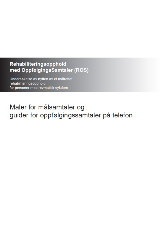 Målsettingssamtaler Pasientspesifikke rehabiliteringsmål ble utviklet av deltakerne i samtale med klinikere (fysioterapeuter, ergoterapeuter, sykepleiere, sosionomer opplært i motiverende intervju)