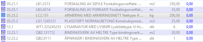 Hurtigregistrere priser Den enkleste måten å registrere prisene for anbyderen er å liste alle postene i postoversikten.