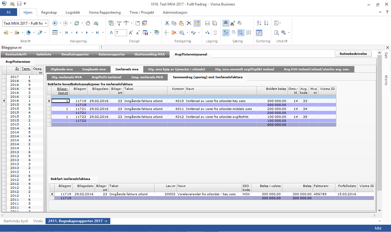 Nye hovedbokskonti for den nye MVA-loven I forbindelse med ny MVA melding for 2017 må det legges opp noen nye hovedbokskonti: 2702 Utgående MVA tjenester utland (standard Visma Business) 2704