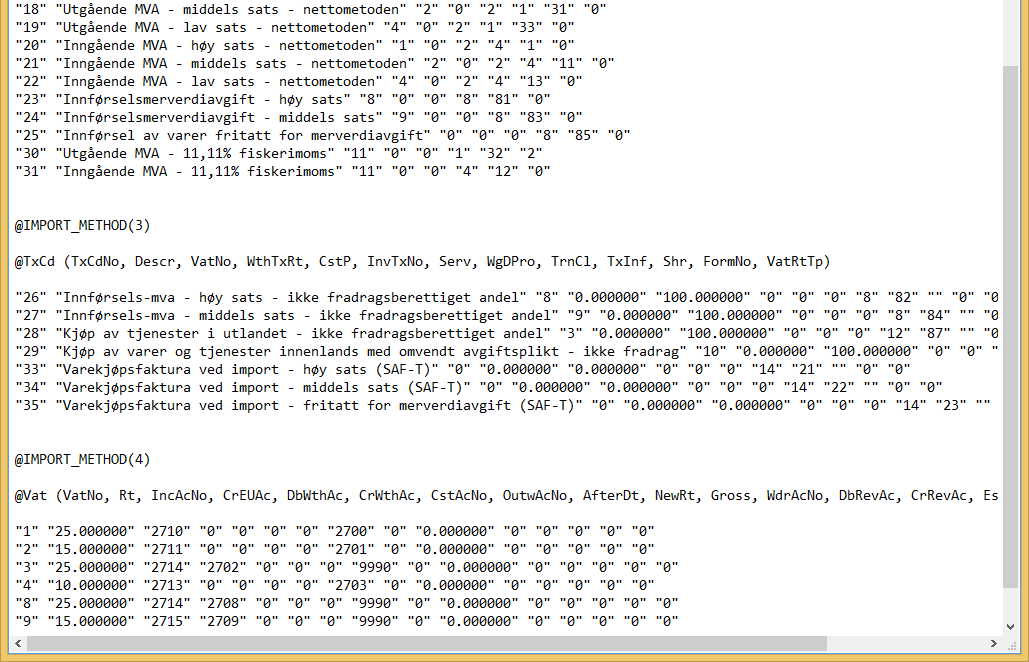 Før du importerer filen NY_MVA_lov_2017_import_til_klient_database.