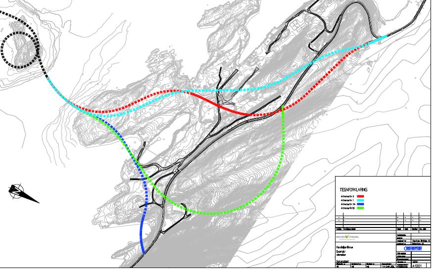 20 meter 20 meter 20 meter Figur 10.33: Tunnelprofil T12,5, rom for to kjørefelt samt gang og sykkelveg, ikke utstøpt. Figur 10.34: Typisk tverrsnitt av kulvert Det er utarbeidet fire ulike linjeføringer som vist i under.