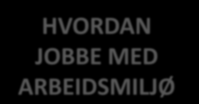 HVORDAN JOBBE MED ARBEIDSMILJØ som