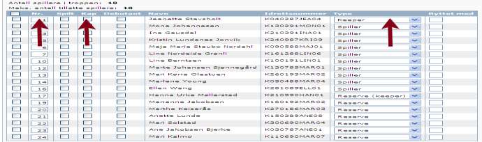 Velg kamptropp og utfør dette i følgende nummererte rekkefølge: 1. Hent spillere fra lagets tropp 2. Hvis flere spillere er oppført så hent fra klubbens spillere 3.