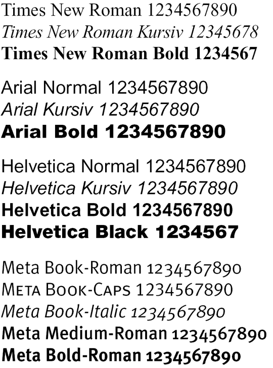 2.3 Skrifttyper Times New Roman skal brukes: i typografiske signaturer (se avsnitt 4.1) i kontortrykksaker som brev, notater, presse meldinger og telefakser (overskrifter skal være med versaler, dvs.