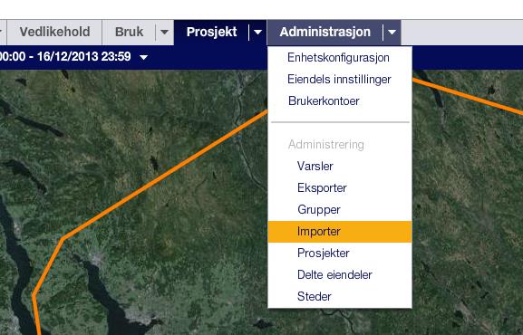 TAG filer fra maskinen, senterlinjer (svl), bakgrunnskart (dxf og kml) og terrengmodeller (TTM) kan importeres.