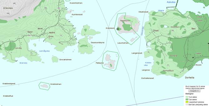 I stor grad er det forvitrings- og skredmateriale, tynt humusdekke og bart fjell. Figur 37 Lausmasseressurs Det finst ikkje grus eller andre lausmassar i området som kan vere industrielt interessante.