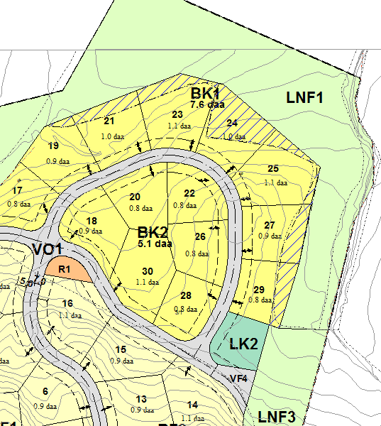 Figuren over viser areal som erstatter det arealet som benyttes til utviding av boligområde.