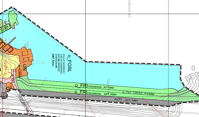 Figur 4: Planforslag Skiparviken boligområde datert 31.08.2009 På grunn av kostnadene med utfyllingen er imidlertid planen endret igjen.