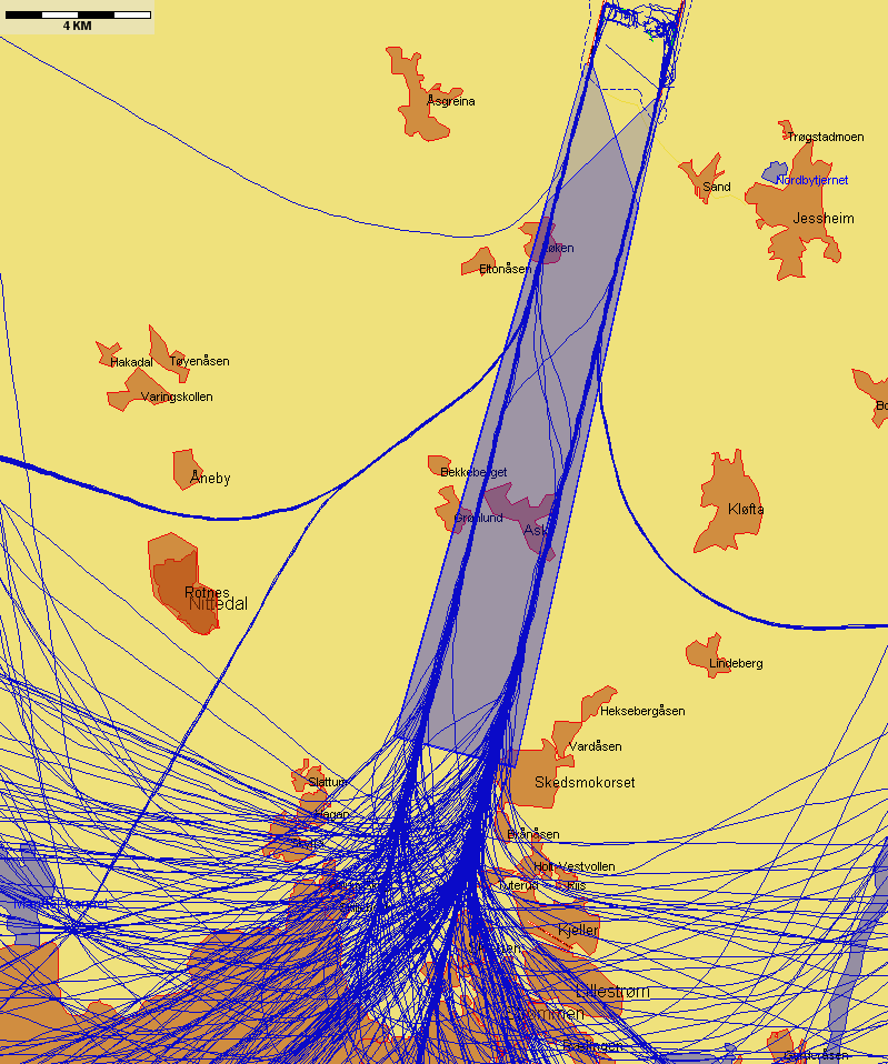 9.3.1 Landinger Landinger fra sør med jetfly, eksempeldag med nordlig trafikkretning hele dagen Figur 2. Onsdag 5.