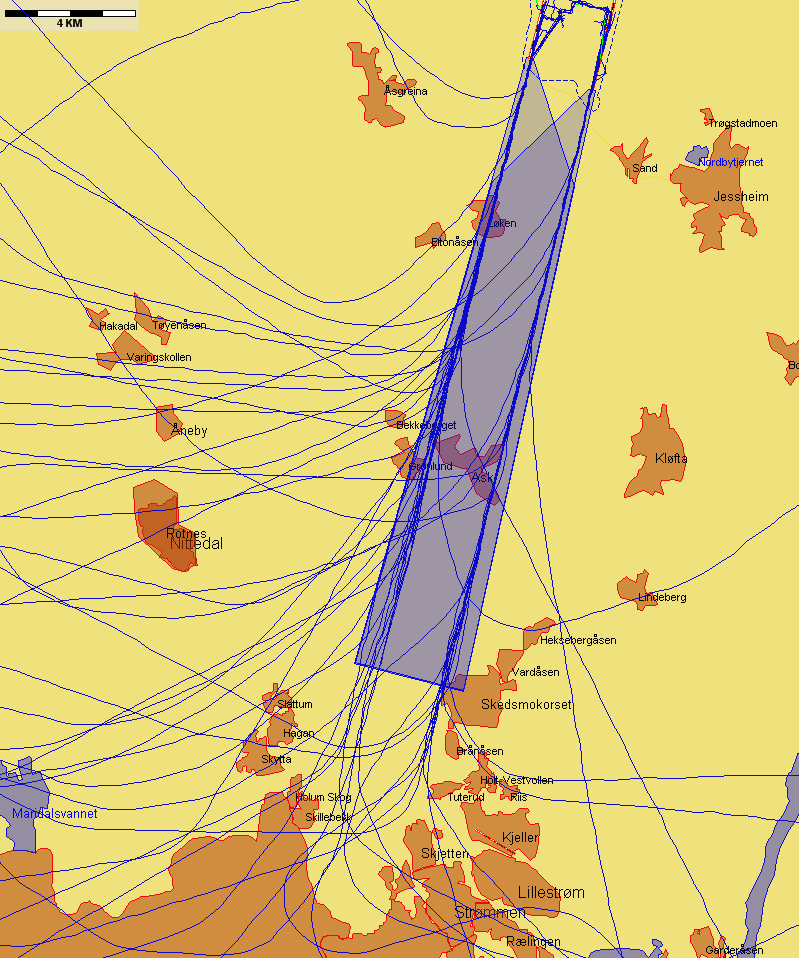 Landinger fra sør med andre flytyper, eksempeldag med nordlig trafikkretning hele dagen Figur 3. Onsdag 5.