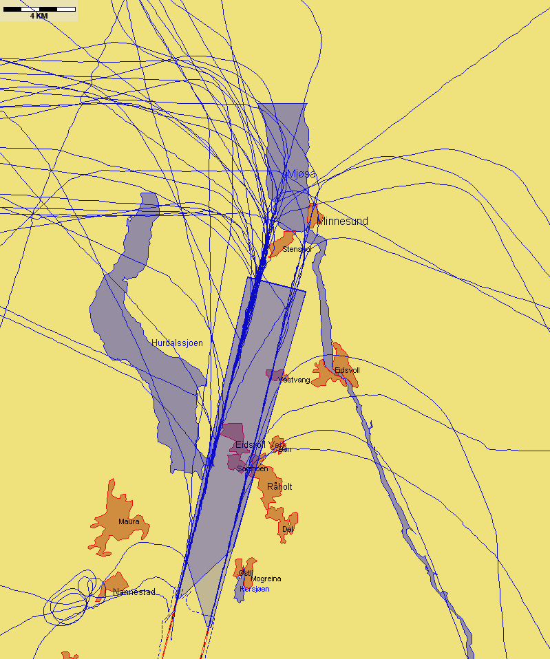 Landinger fra nord med andre flytyper, eksempeldag med sørlig trafikkretning hele dagen Figur 5. Torsdag 27.