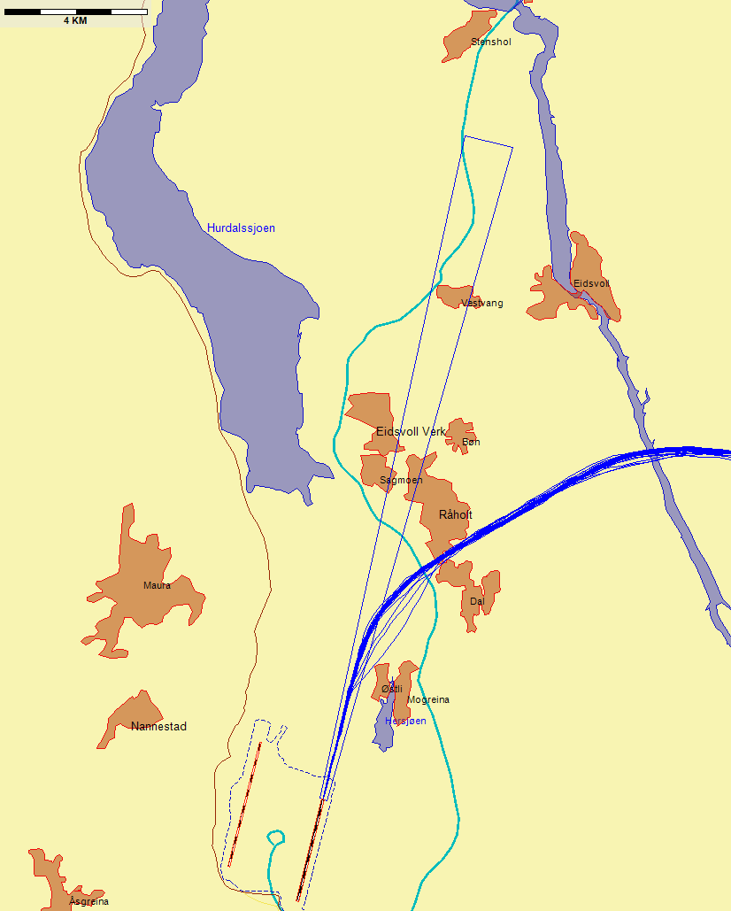 9.3.4 Kurvede landinger, traséutskrifter Følgende traséutskrifter viser landingene for de ulike kurvede innflygingene til Oslo Lufthavn, Gardermoen for gjeldende