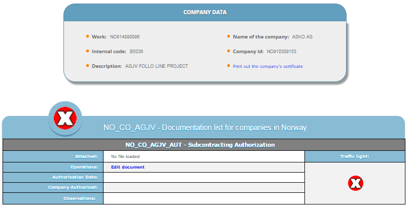 COMPANY Trykk på view details under company som vist på side 2, for å endre bedriftens dokumentasjon.