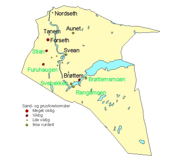 2 KONKLUSJON Klæbu kommune er bra forsynt med sand og grus. Det er til sammen registrert 14 sand- og grusforekomster og en steintipp i kommunen.