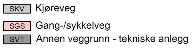 Figur 7: Arealformål som forutsettes ervervet (Deler av arealet til disse formålene er i dag eid av Statens vegvesen og erverves derfor ikke).