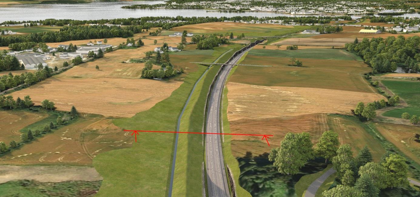 kun etter at en hydrogeologisk undersøkelse er utført. Disse utføres i neste fase og bør omfatte en sone med avstand 100 m ut til hver side av sporet. 6.3.