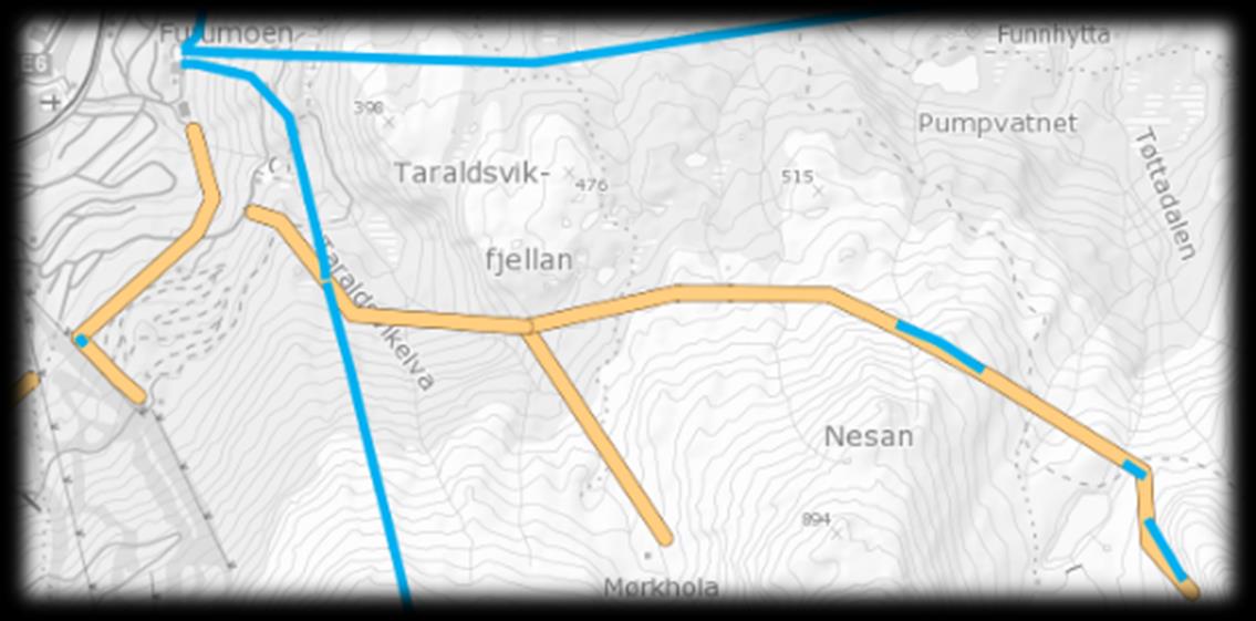 Høgspenttrasé Totalt antall KM: Nordkraft: FKB (alle): FKB (eier