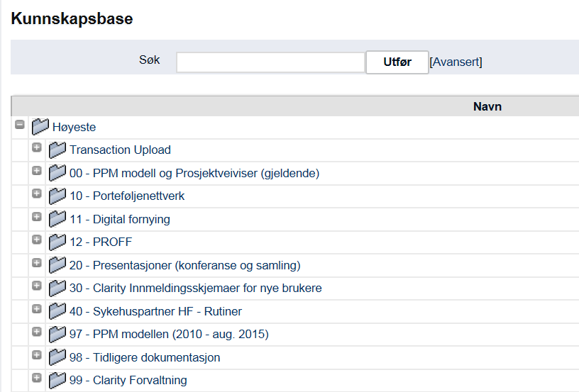 Informasjon Kunnskapsbasen CA PPM (Clarity) Andre nyttige linker: Prosjektveiviser difi: http://www.prosjektveiviseren.