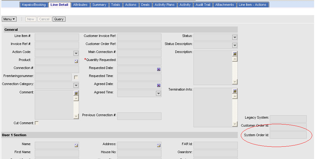 Nytt felt System Order Id i ordre modulen -