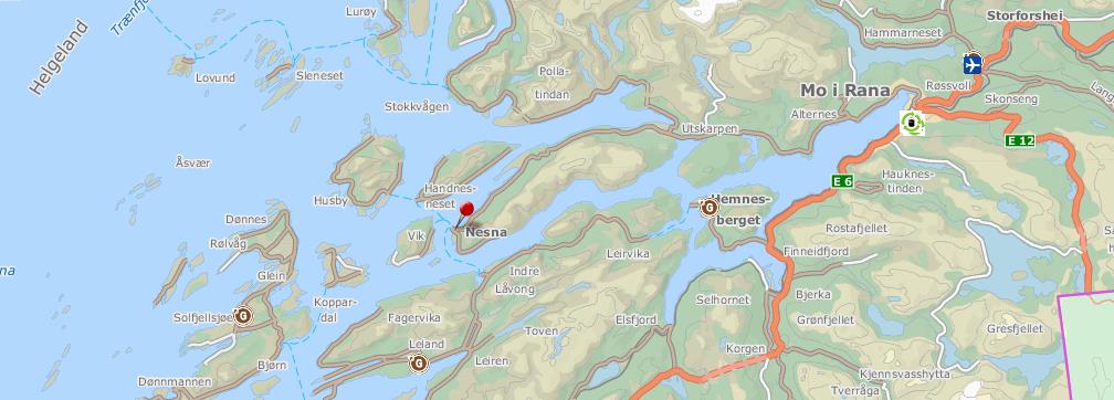 5. Klima Nesna ligger på Helgelandskysten med typisk kystklima og begrenset med snø i lavlandet. I høyden kan det i perioder legge seg en del snø vinterstid.