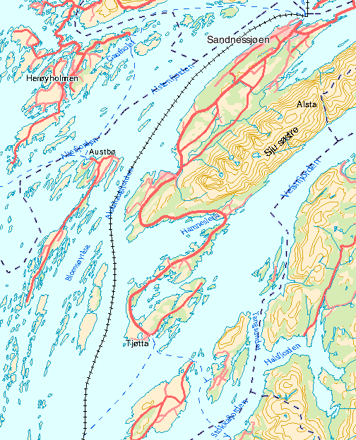 Øyene ligger langt inn i skjærgården på denne delen av Helgelandskysten, og er slik sett forholdsvis beskyttet i forhold til vind og vær.