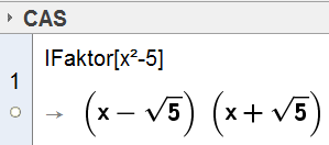 31 Men til det kan du også bruke kommandoen:. Faktorisering 3 Skriv inn 2 14 12 x x i CAS-vinduet og klikk på Faktoriser.