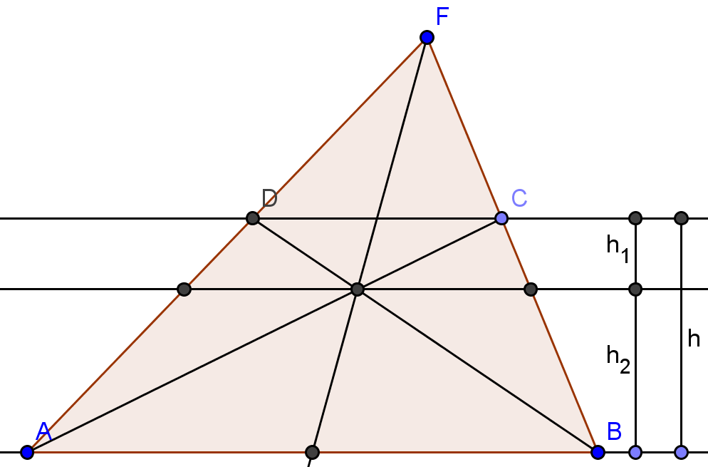 Jeg halverte vinkel A og avsatte 5 cm langs halveringslinja til punktet D. Jeg konstruerte en parallell BC med B C gjennom D.4.9 Gitt et trapes ABCD med parallellsidene AB og CD.