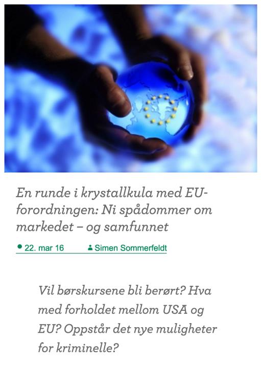 det er greit Endringer i næringskjeder Sterkere personvern i EU enn i USA