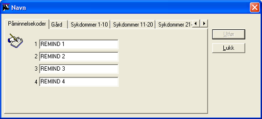 ALPRO Windows 6.60/Melking Oppstart du angi påminnelseskoder per dyr, og disse vil varsle operatøren om dyr som krever spesiell behandling eller håndtering. Kodene angis med lamper på MPCene.